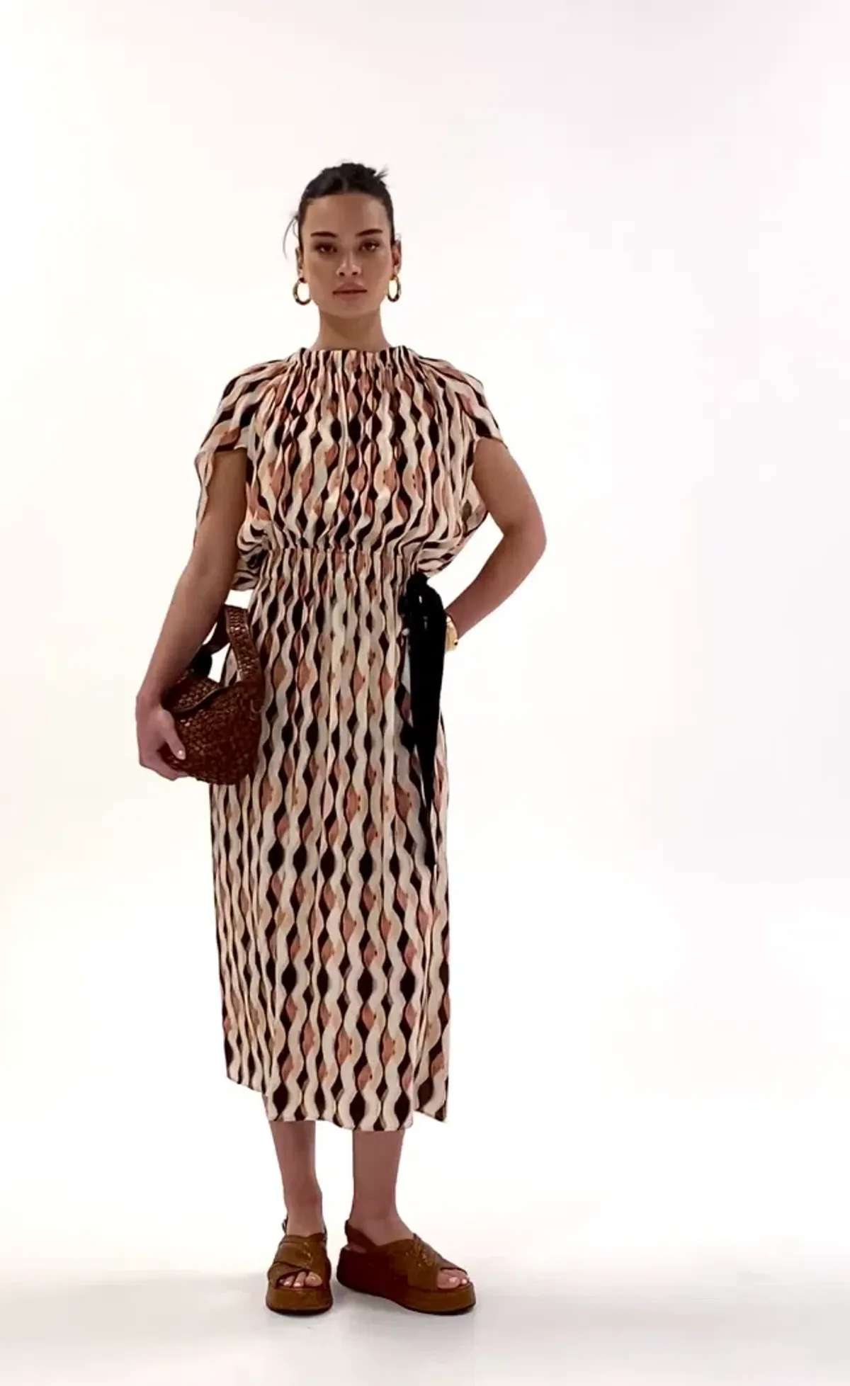 Husk Florence Print Midi Dress in Brown Size M/AU 10 for rent on The Volte - main image