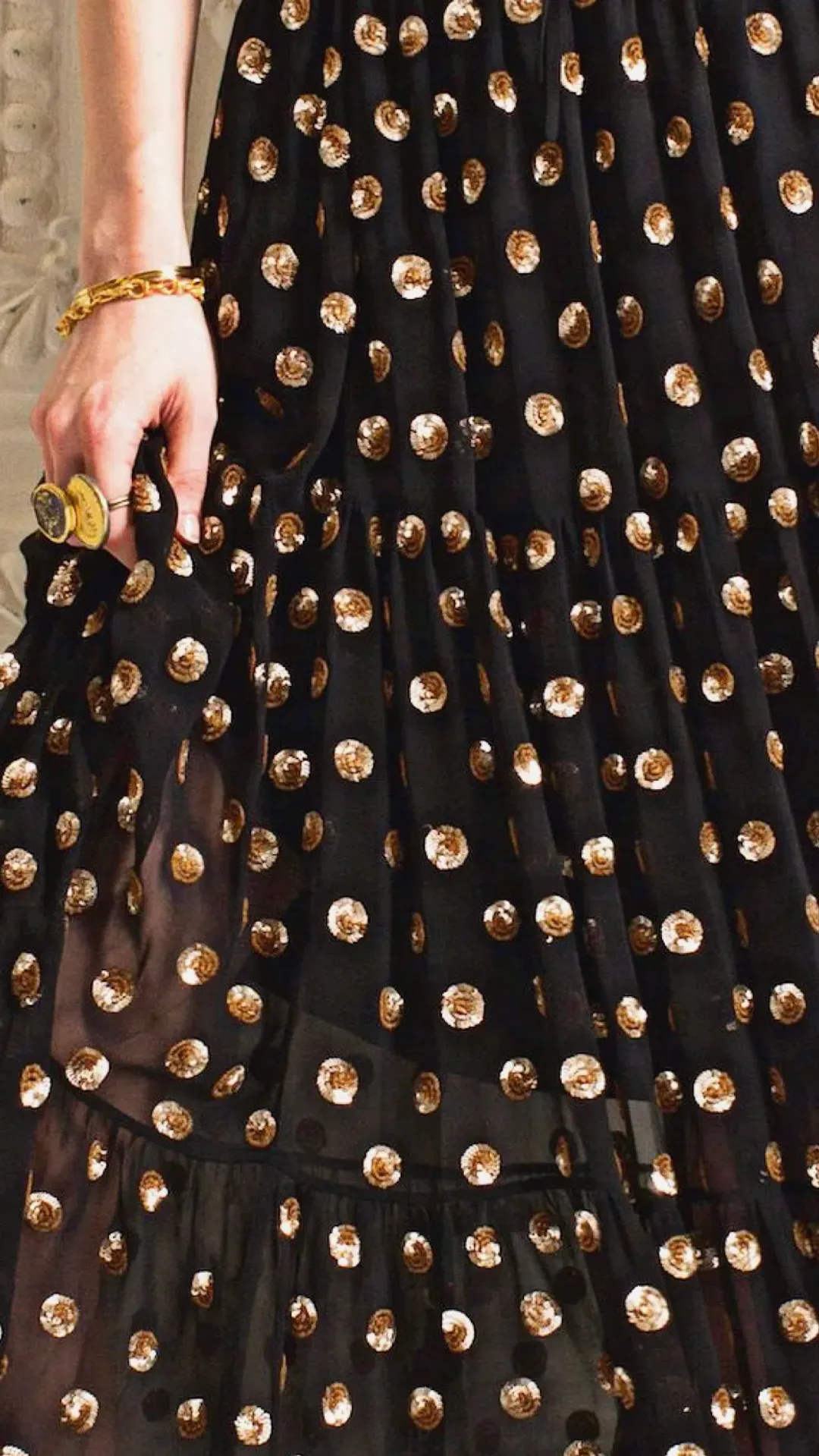 TEMPERLEY LONDON Jolie Sequin Embellished Georgette Maxi Dress Black, Size 8 for rent on The Volte - main image