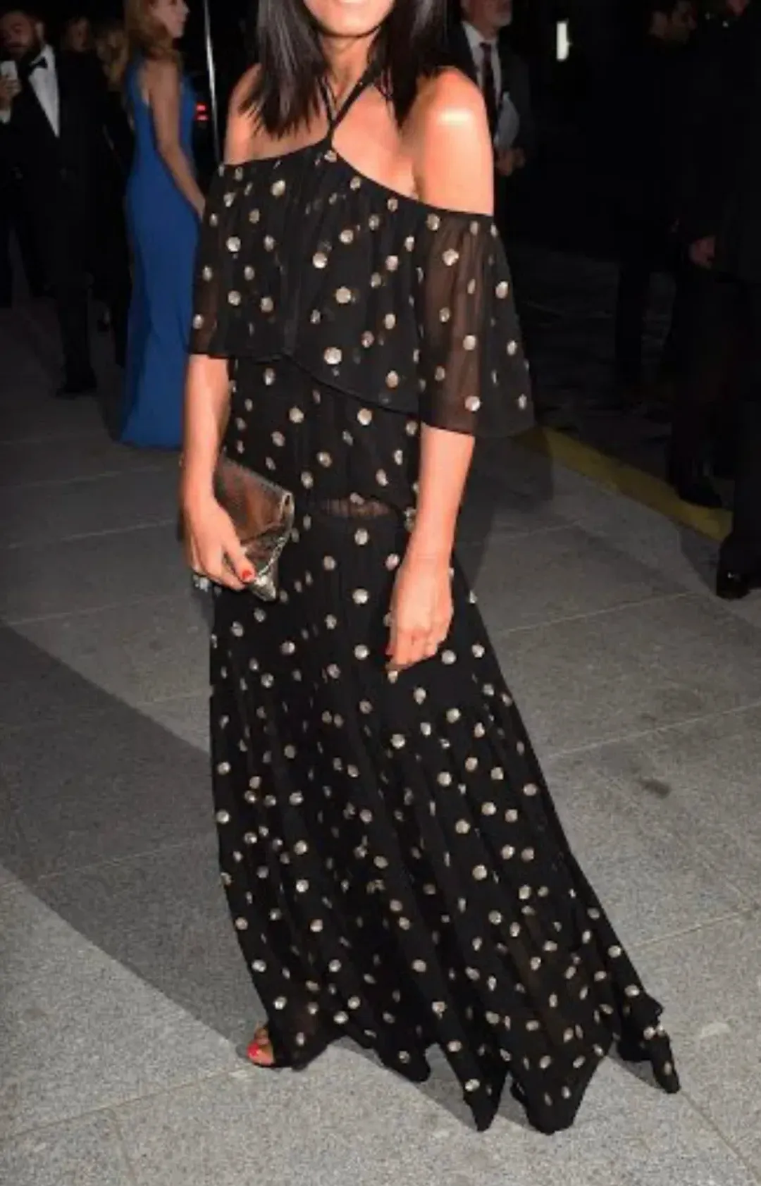 TEMPERLEY LONDON Jolie Sequin Embellished Georgette Maxi Dress Black, Size 8 for rent on The Volte - main image