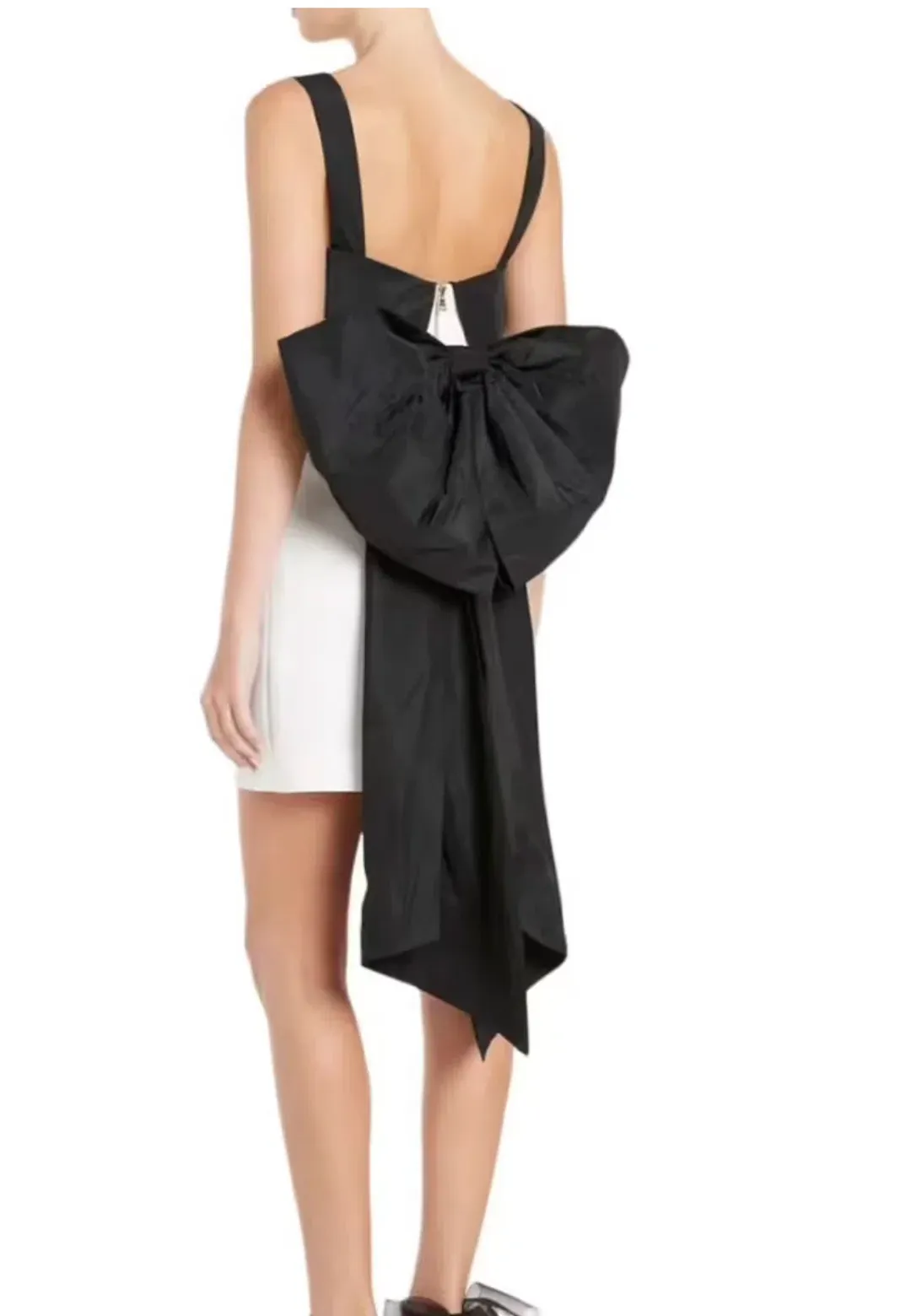 Rebecca Valance - Hepburn Bow Mini Dress White/Black -  Size 8 for rent on The Volte - main image