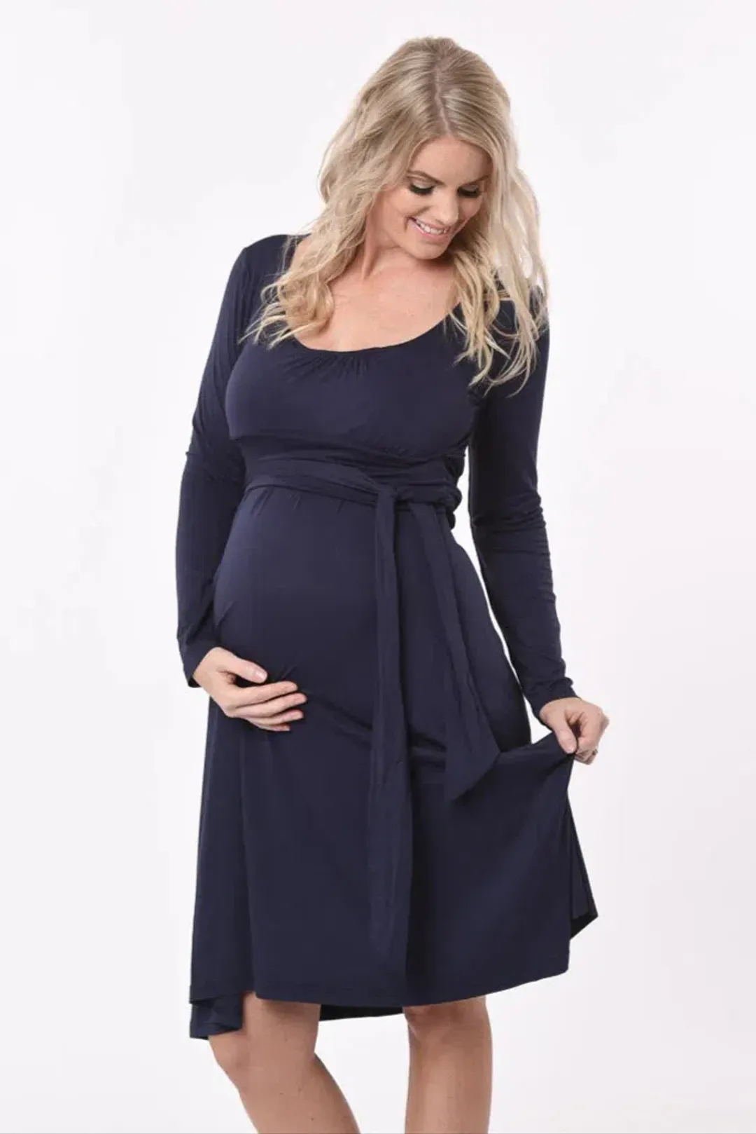Meamama Navy Long Sleeve Bella Maternity Dress Navy Size 14 for rent on The Volte - main image