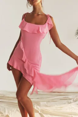 House of CB Marcia French Pink Ruffle Mini Dress Size 8 for rent on The Volte - image 2