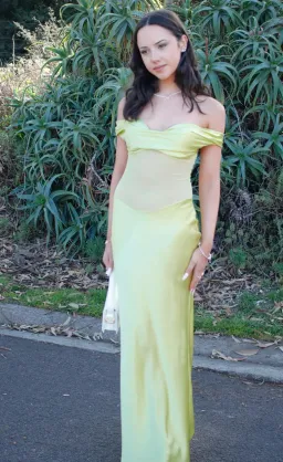 Natalie Rolt Gwynetth Gown Maxi Dress in Chartreuse Size S/AU 8 for rent on The Volte - image 8