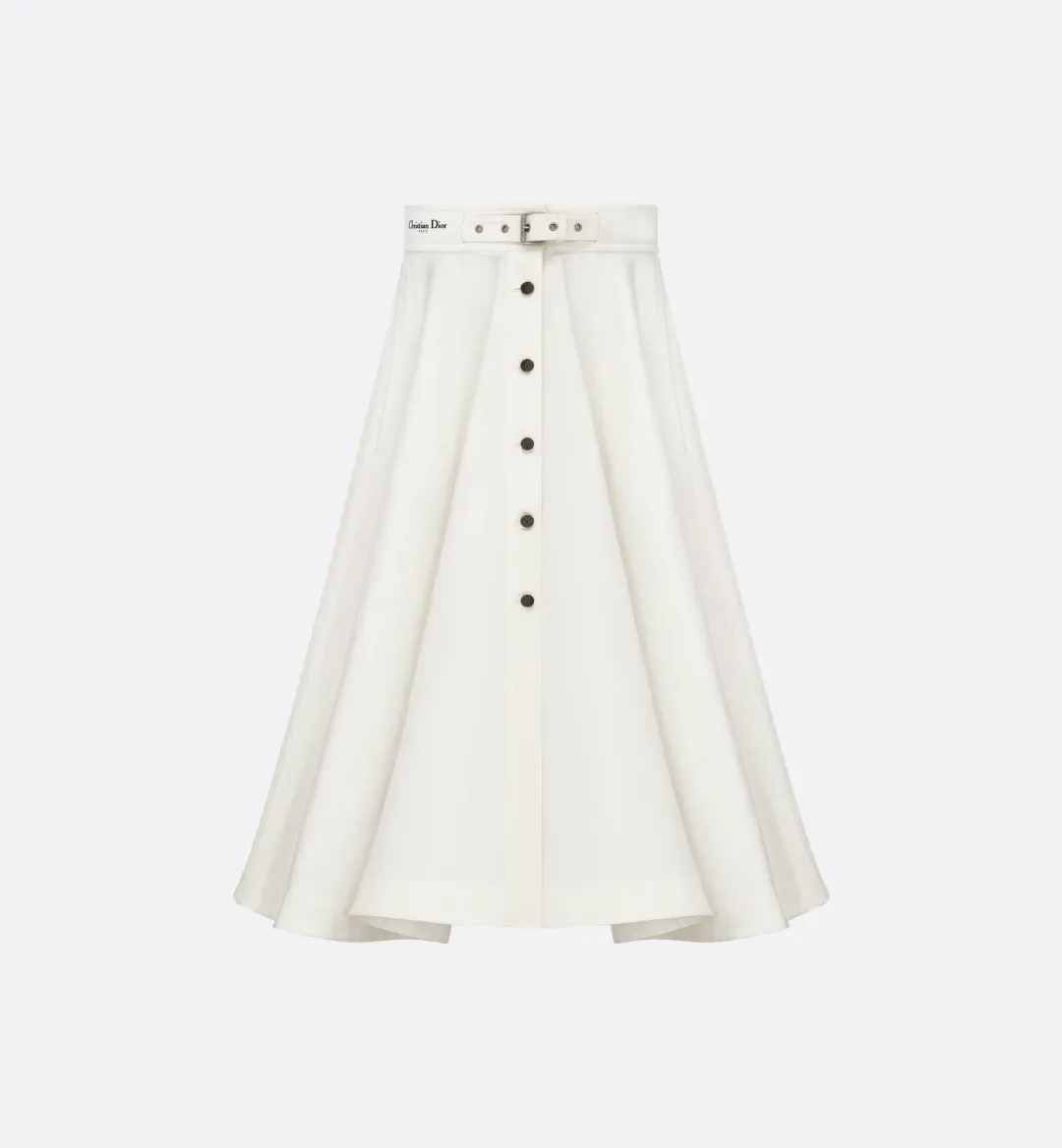 Dior Mid-Length Belted Skirt Ecru Cotton Gabardine Size 10 for rent on The Volte - main image