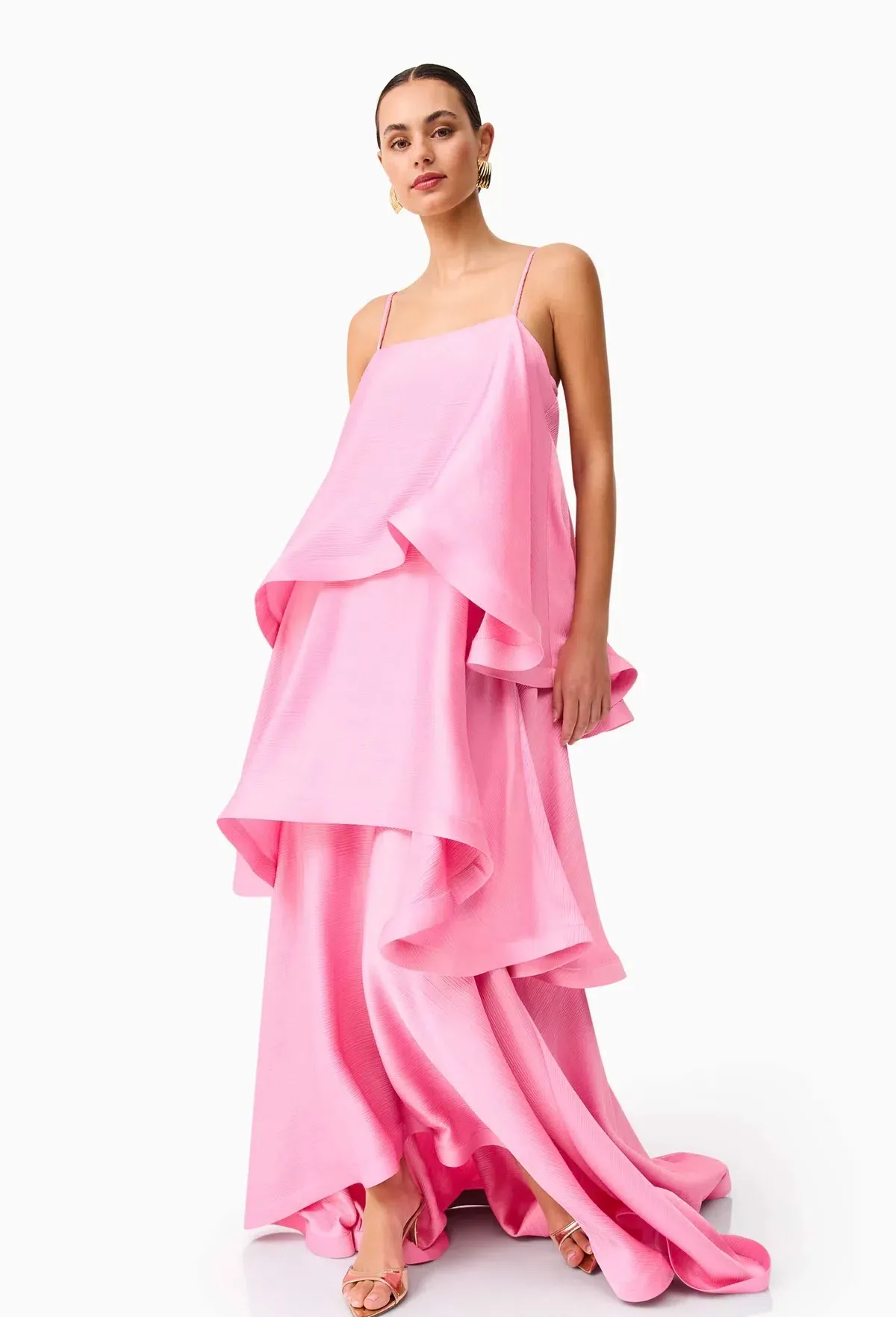 Elliatt Tilly Tiered Maxi Dress in Pink Size XS/ AU 6 for rent on The Volte - main image