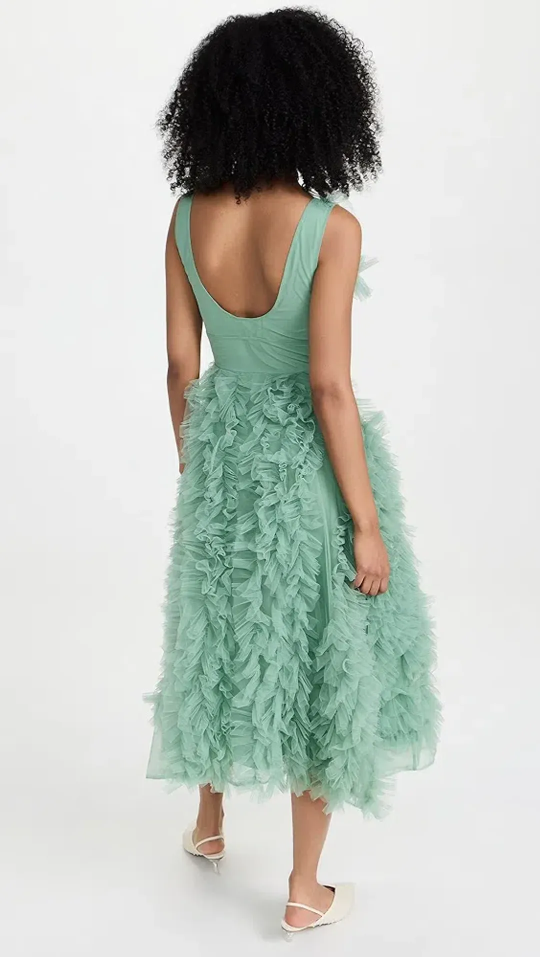 Molly Goddard Mertyl Tiered Ruffled Tulle Midi Dress Size 12 for rent on The Volte - main image