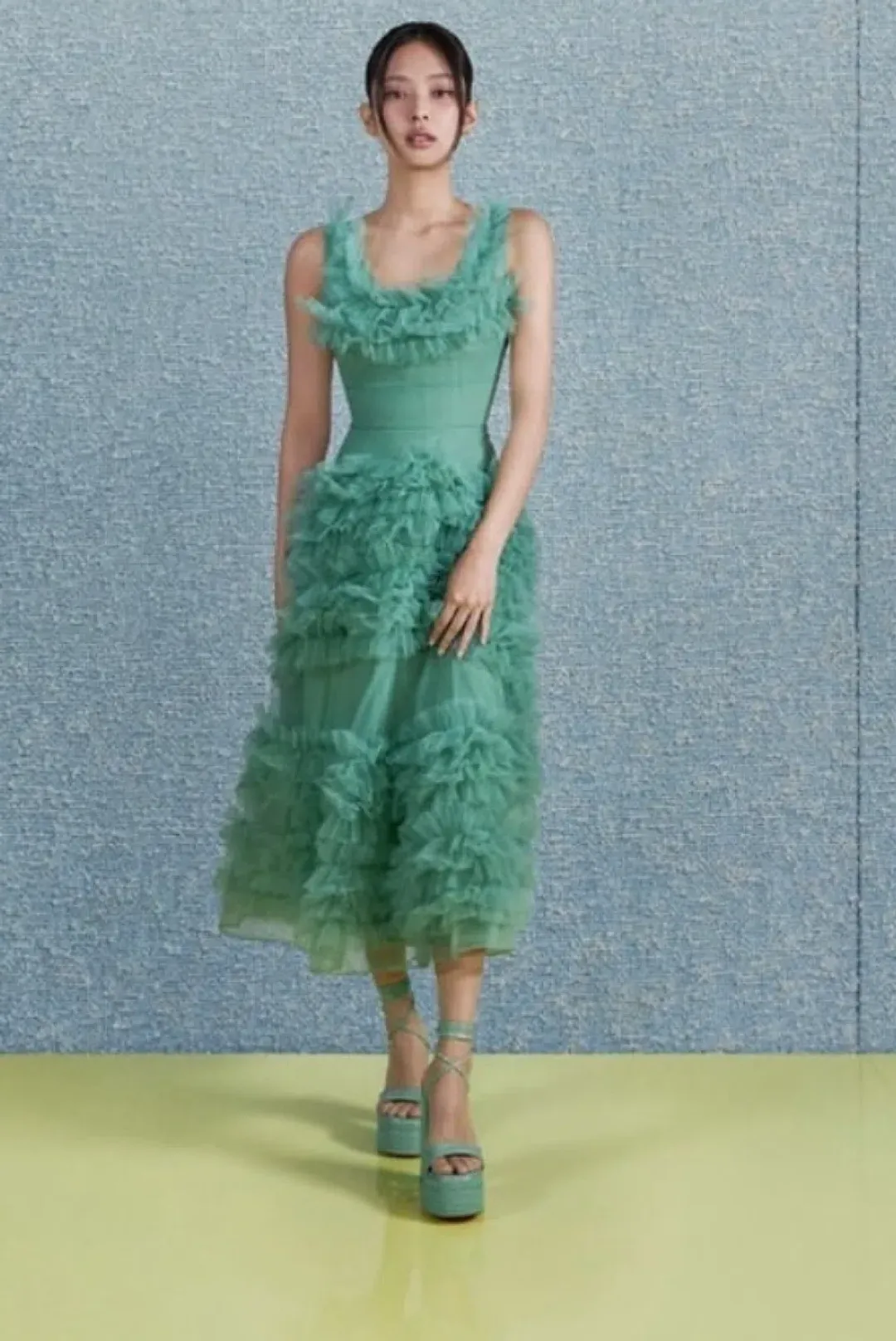 Molly Goddard Mertyl Tiered Ruffled Tulle Midi Dress Size 12 for rent on The Volte - main image