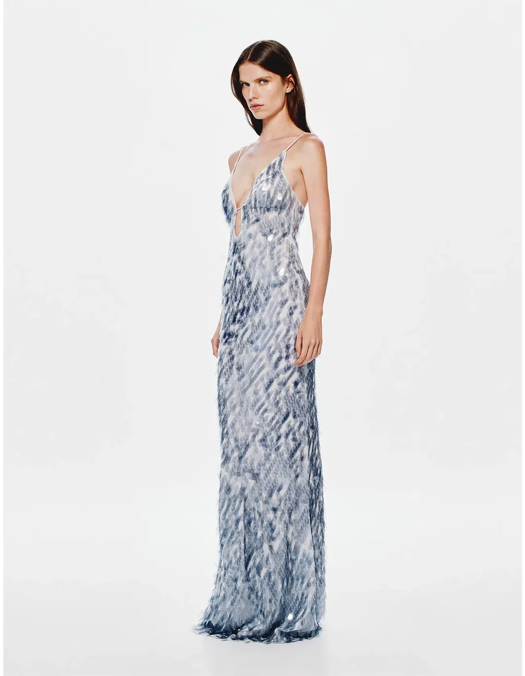 MISHA Sapphire Sequin Dress Maxi Dove Grey Size 6 for rent on The Volte - main image