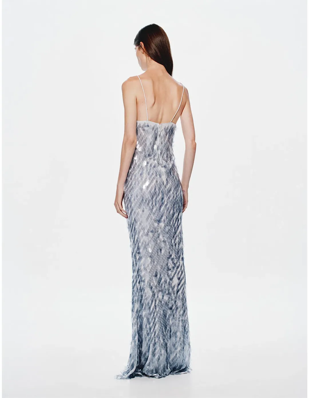 MISHA Sapphire Sequin Dress Maxi Dove Grey Size 6 for rent on The Volte - main image
