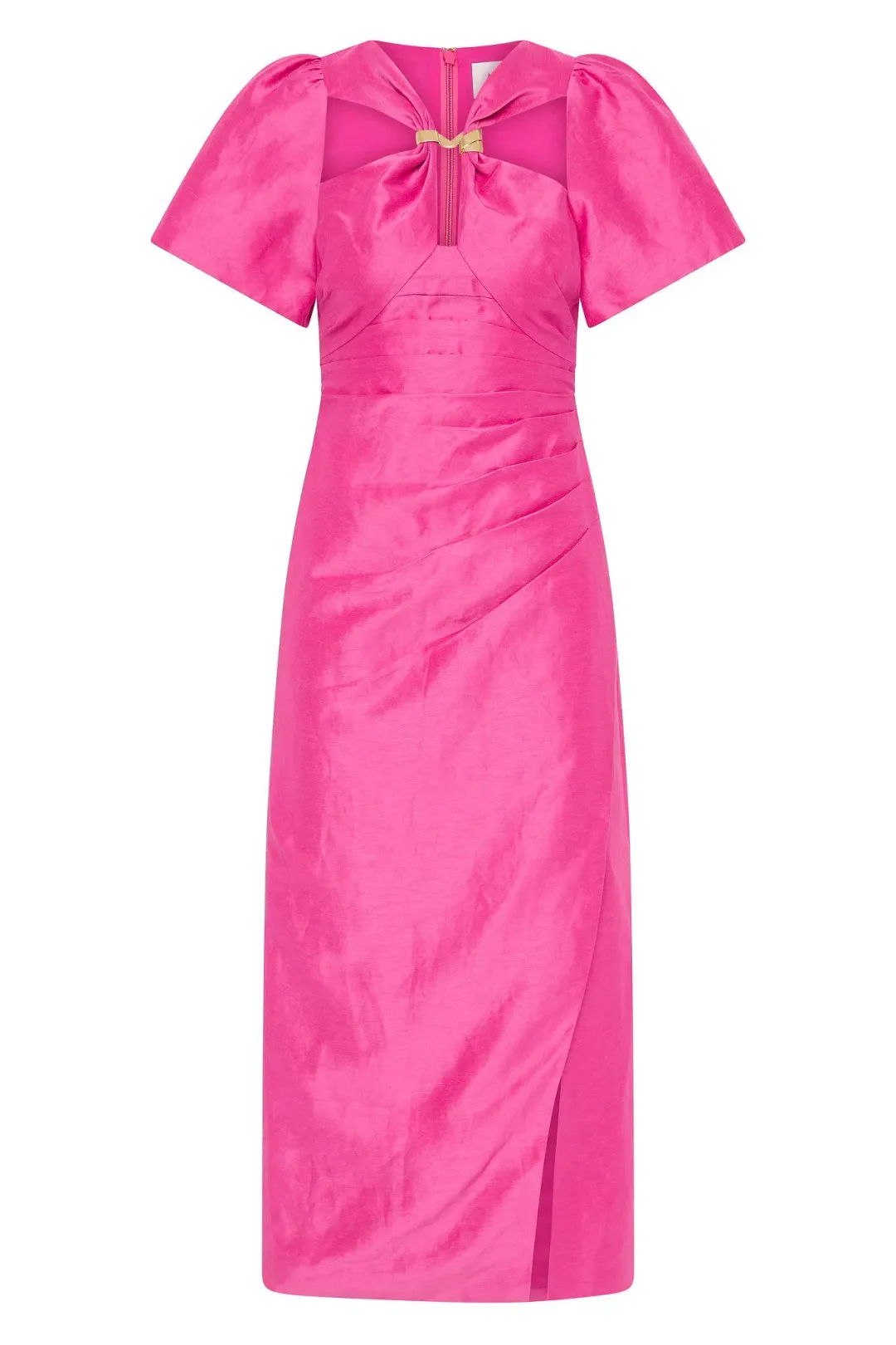 Aje Presence Twisted Midi Dress Pink Size 12 for rent on The Volte - main image