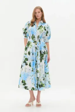 Aje Manifest Midi Dress Blue Multi Size 12 for rent on The Volte - image 1