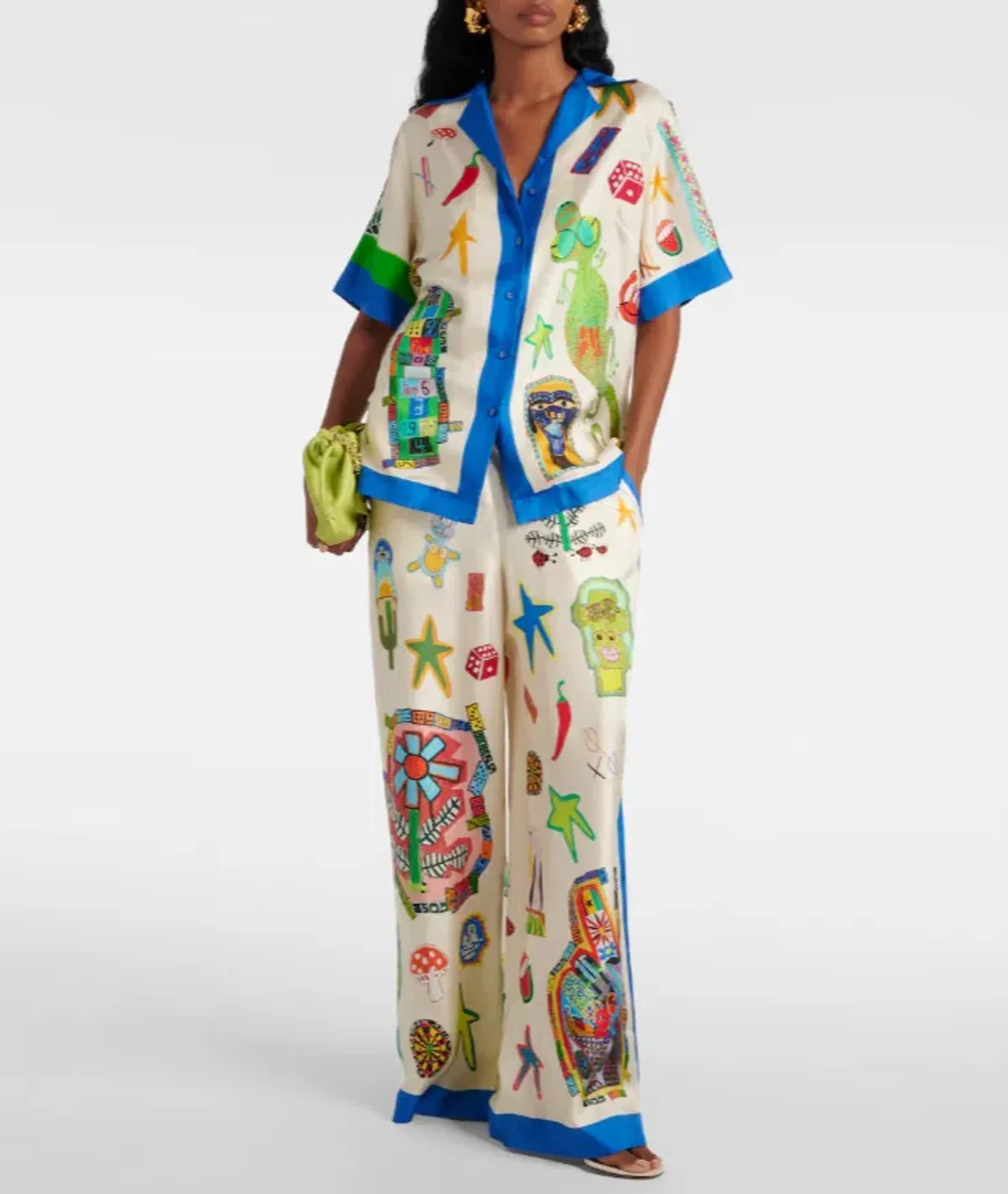 Alemais Rollers Silk Twill Shirt and Pants Multi Size AU 8 for rent on The Volte - main image