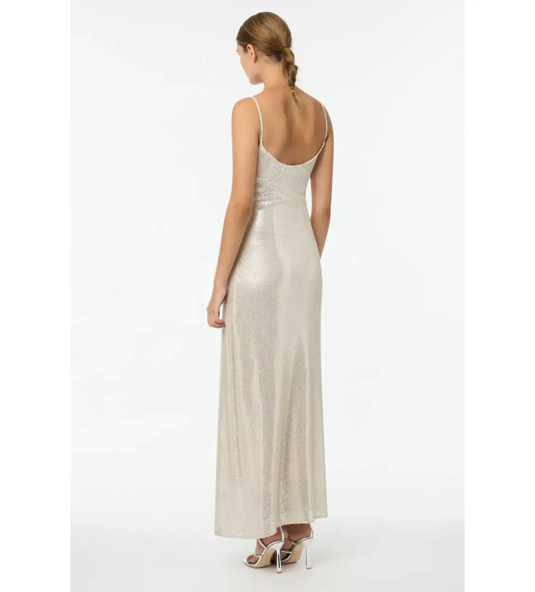 Manning Cartell High Voltage Slip Maxi Dress Nude Silver Size 10 for rent on The Volte - main image