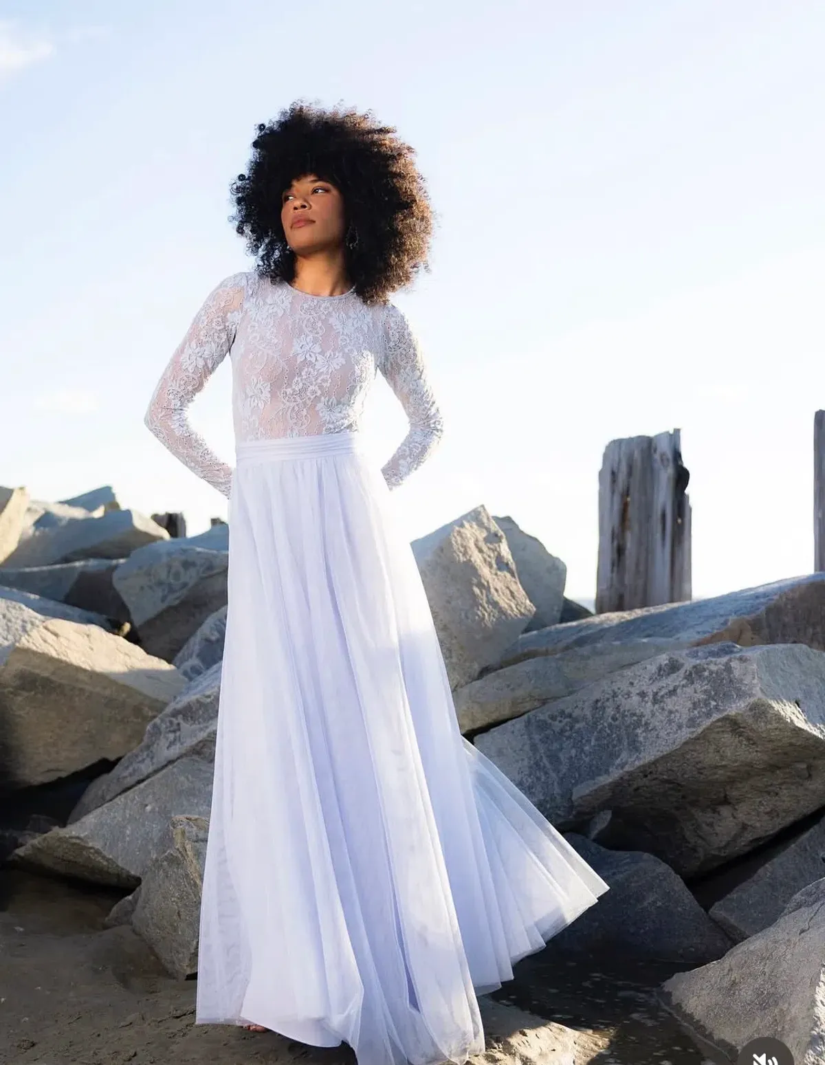 Zimmermann Long Sleeve Lace body suit & Skirt light blue for rent on The Volte - main image