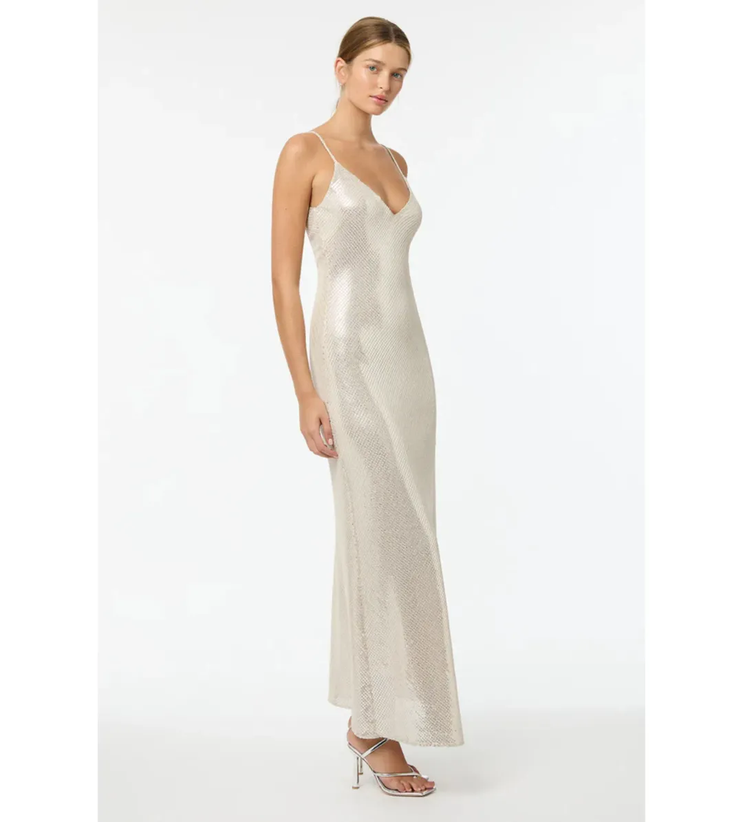 Manning Cartell High Voltage Slip Maxi Dress Nude Silver Size 12 for rent on The Volte - main image