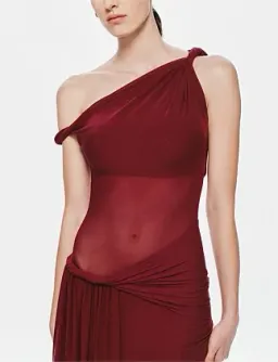 MISHA Sisal Mesh Maxi Dress Wine 8/S for rent on The Volte - image 3