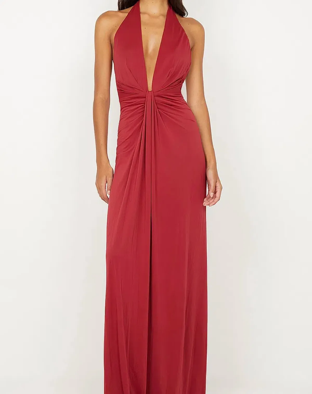 Susie Plunge Maxi Dress in Cherry Red Size 6 for rent on The Volte - main image