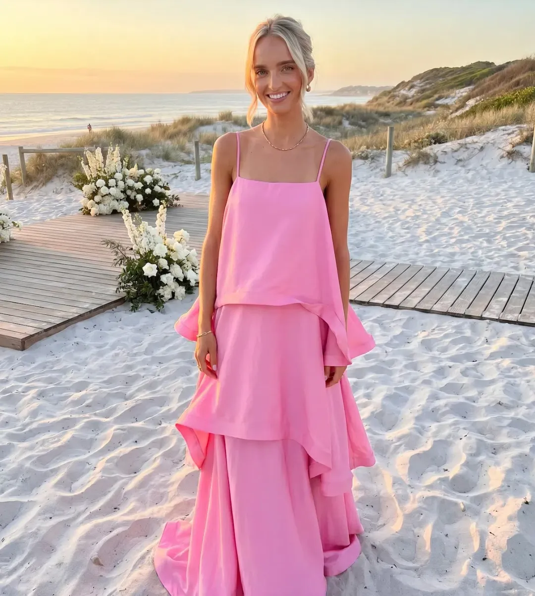 Elliat Tilly Tiered Maxi Dress in Pink Size XS/AU 6 for rent on The Volte - main image