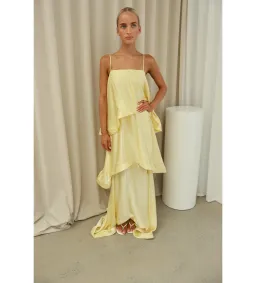 Elliat Tilly Tiered Maxi Dress in Butter Yellow Size S/AU 8 for rent on The Volte - image 1