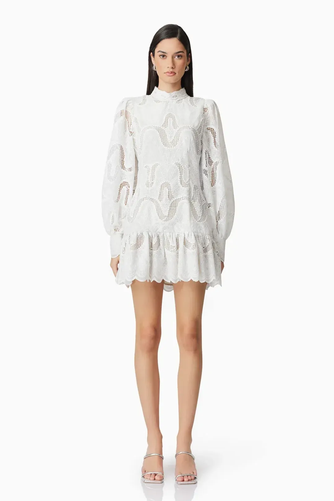 Elliatt Eliza Long Sleeve Mini Dress White Size 14 for rent on The Volte - main image