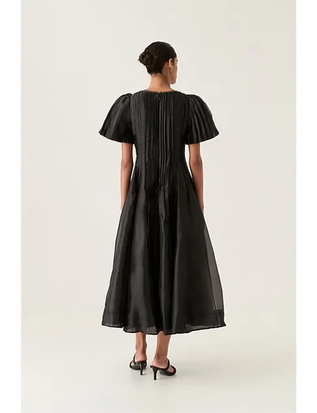 Aje Nova Pleated Midi Dress Black Size AU 14  for rent on The Volte - main image