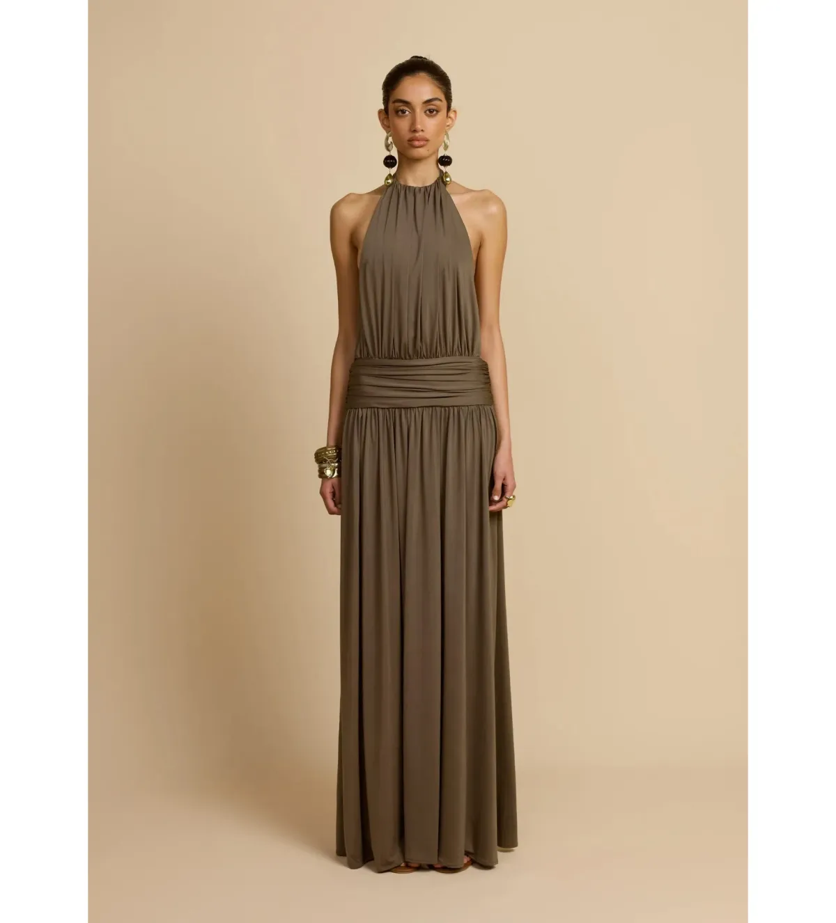 Arcina Ori Santina Maxi Dress Khaki Size M AU 10 for rent on The Volte - main image