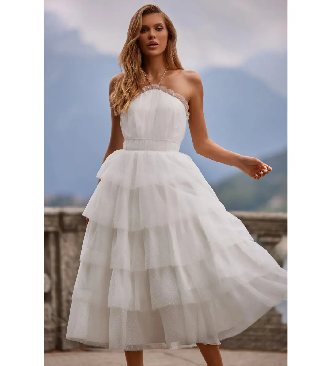 Alamour Barbara Midi Dress White Size L AU 12 for rent on The Volte - main image