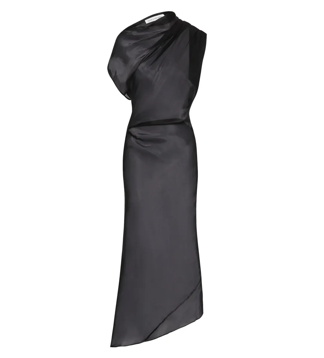 Bianca Spender Liquid Organza Decode Midi Dress Black Size AU 8 for rent on The Volte - main image