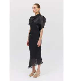 Bianca Spender Liquid Organza Decode Midi Dress Black Size AU 8 for rent on The Volte - image 2