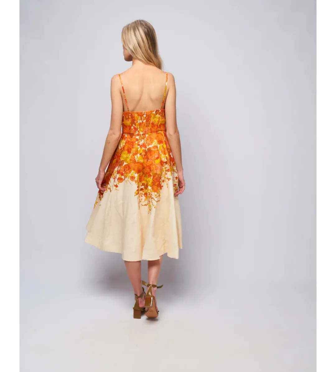Zimmermann High Tide Picnic Linen Midi Dress Citrus Ikat Size 3 AU 14 for rent on The Volte - main image