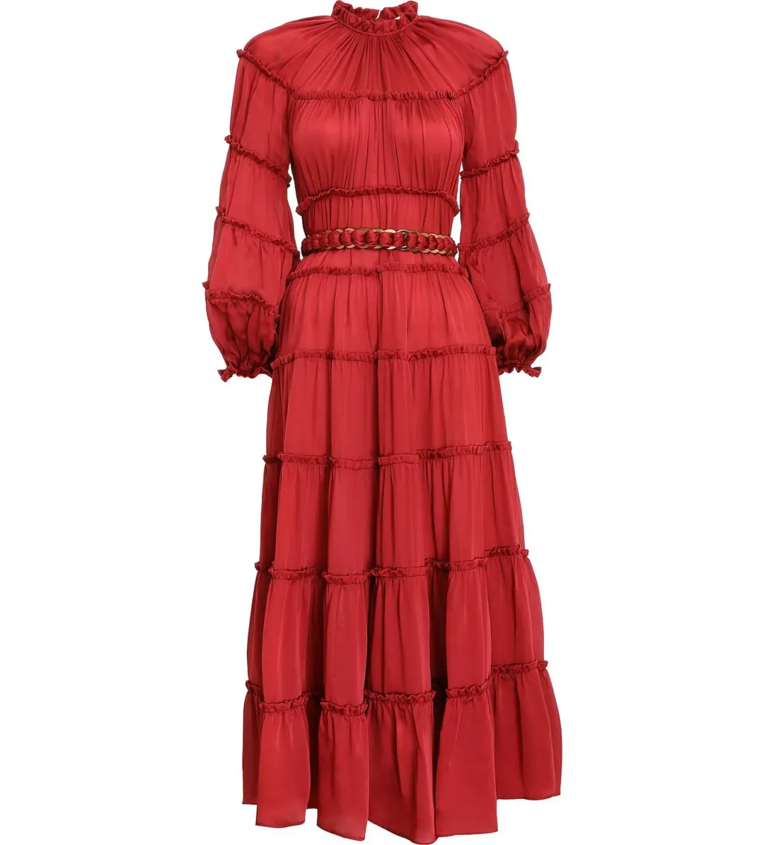 Zimmermann Silk Tiered Midi Dress Red Size 1 AU 10 for rent on The Volte - main image
