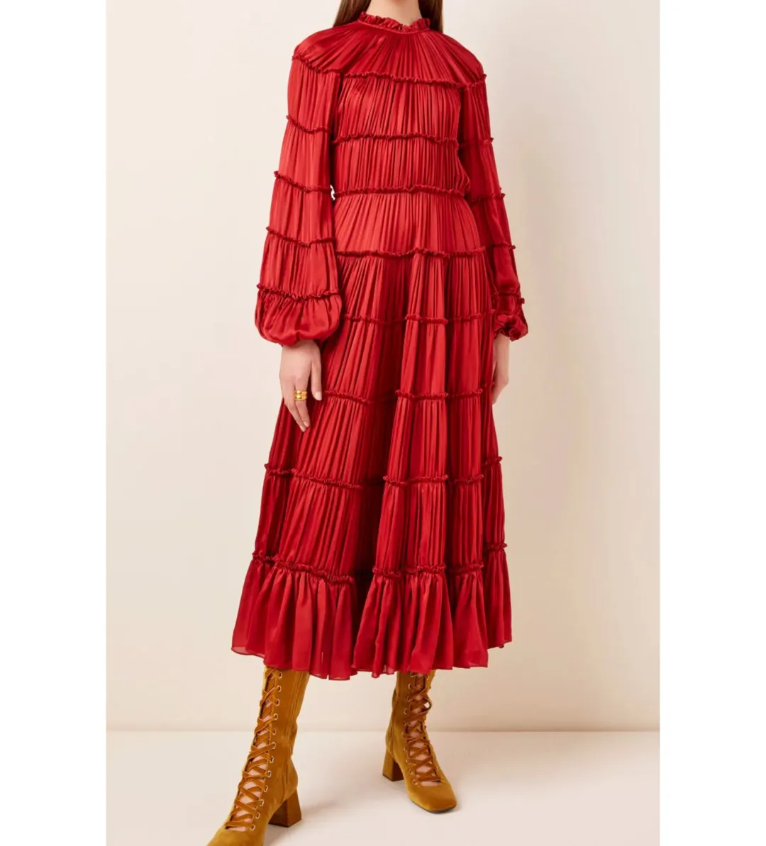 Zimmermann Silk Tiered Midi Dress Red Size 1 AU 10 for rent on The Volte - main image