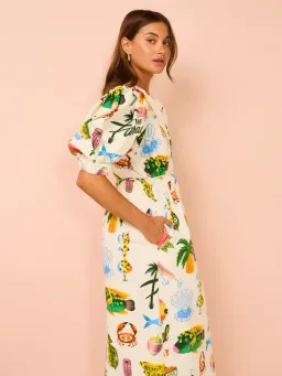 Alemais Samaki Puff Sleeve Midi Dress in Multi Size 10 for rent on The Volte - image 2