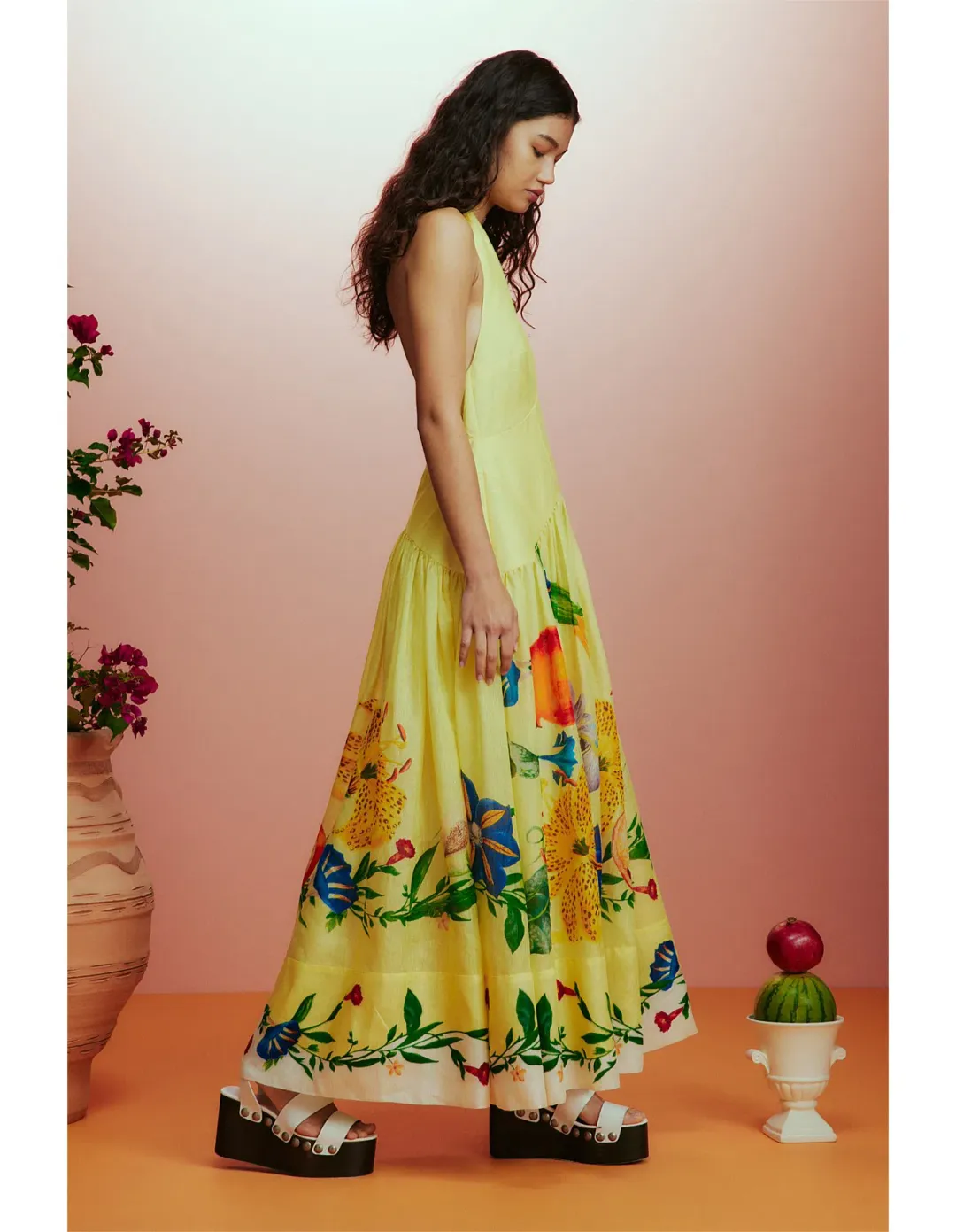 Alémais Dahlia Halter Gown Yellow Size 10 for rent on The Volte - main image