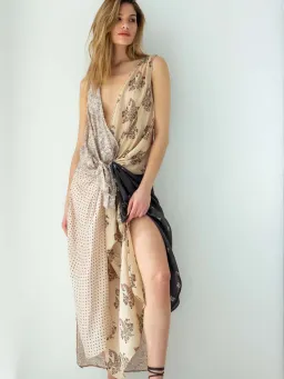 Mes Demoiselle Printed Silk Dress with Tie Front Size 0/AU 8 for rent on The Volte - image 1