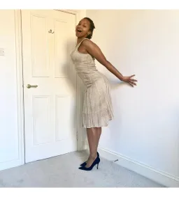 White by Sabatini Knit Knee-Length Dress Gold Size S AU 8 for rent on The Volte - image 2