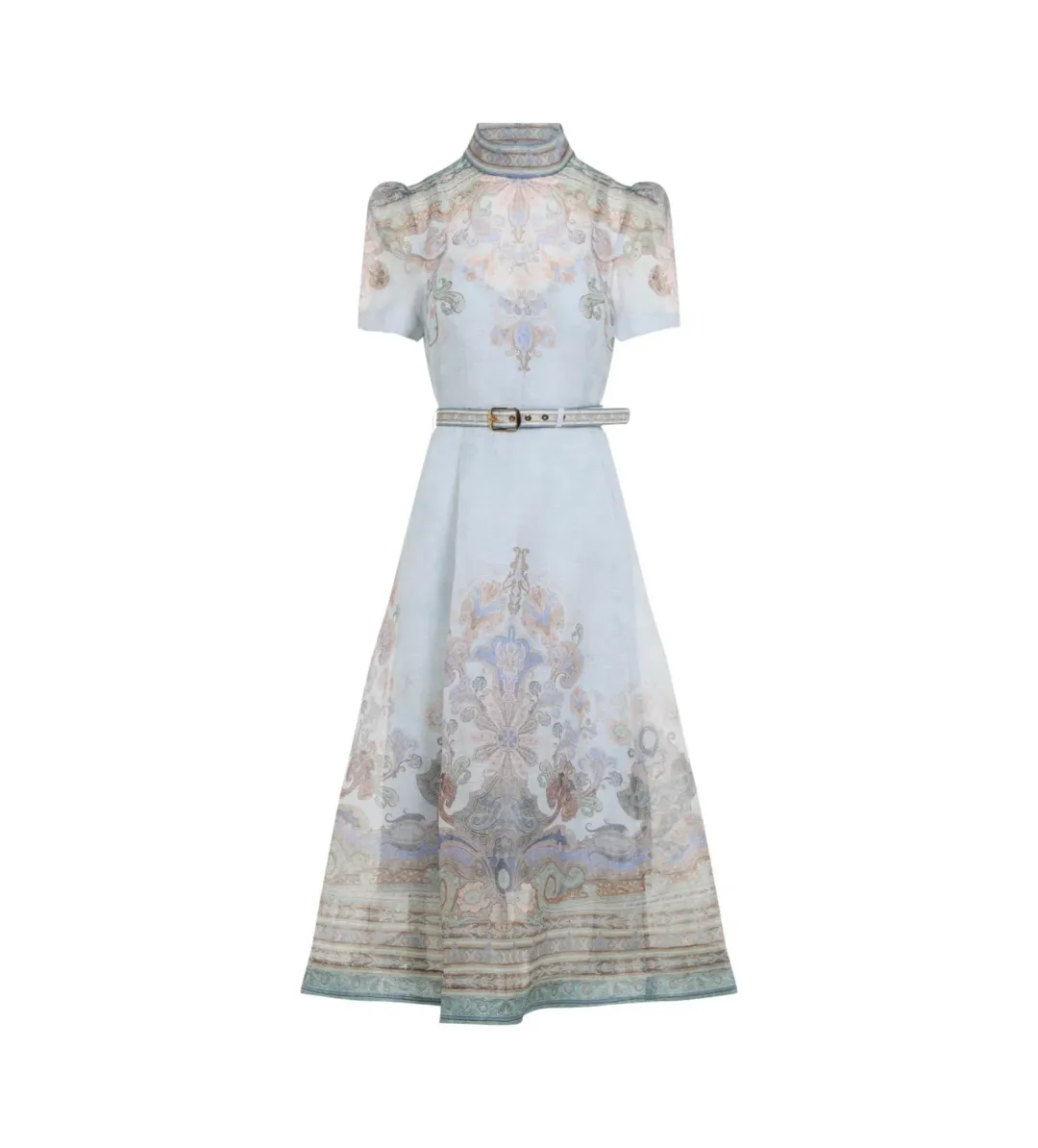 Zimmermann Eden Belted Midi Dress Blue Paisley Size 3 AU 14 for rent on The Volte - main image