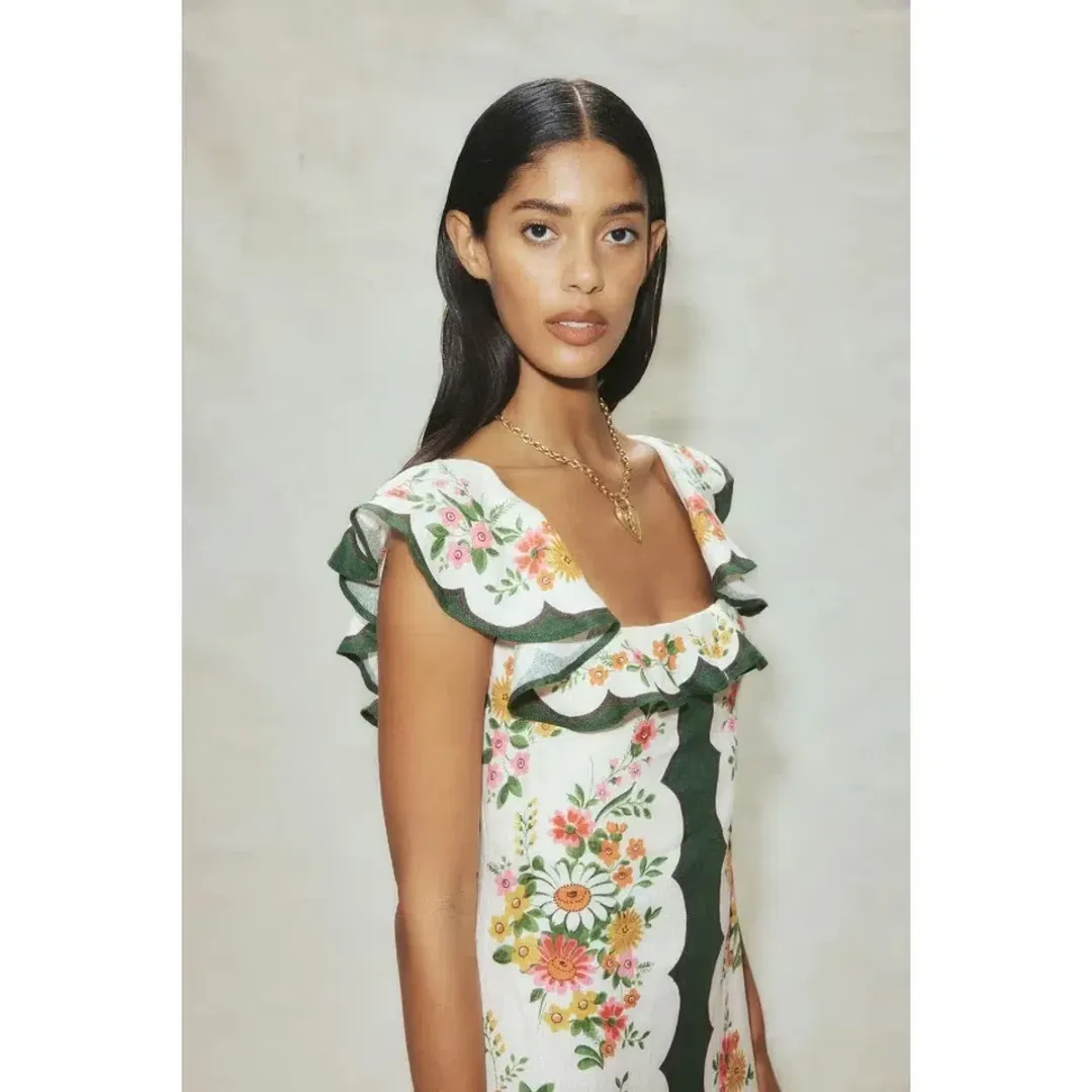 Alemais Elisabetta Ruffle Midi Dress Floral Size AU 10 for rent on The Volte - main image