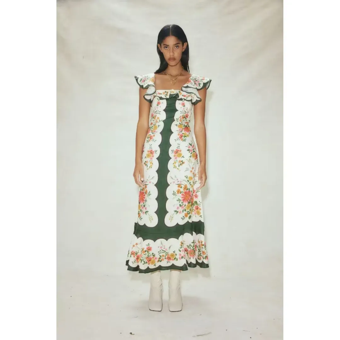 Alemais Elisabetta Ruffle Midi Dress Floral Size AU 10 for rent on The Volte - main image