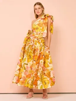 Alemais Silas One Shoulder Gown Floral Size AU 12  for rent on The Volte - image 1