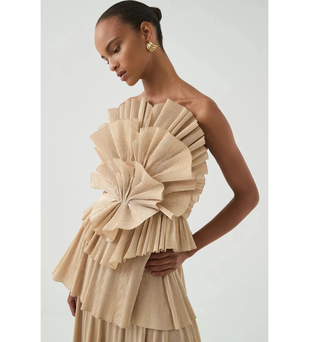 Aje Kyra Gown Gold Size 8 for rent on The Volte - main image