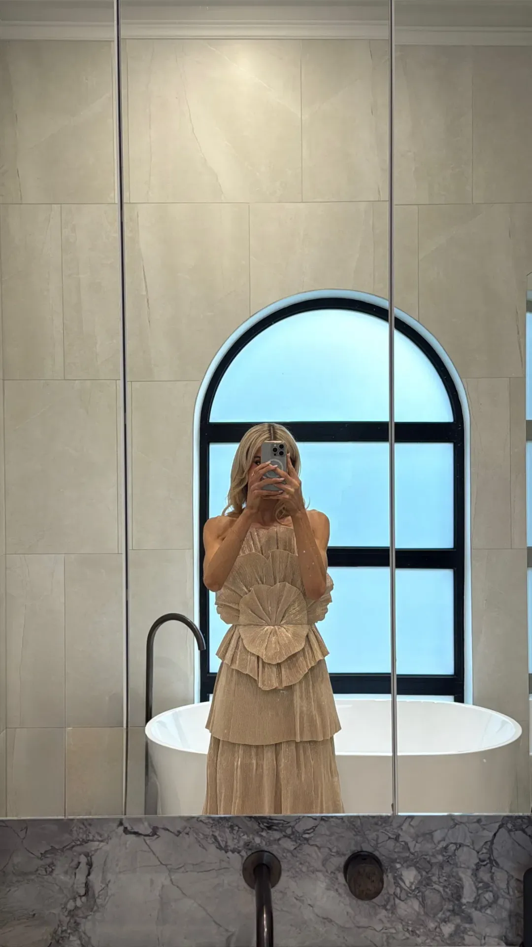 Aje Kyra Gown Gold Size 8 for rent on The Volte - main image