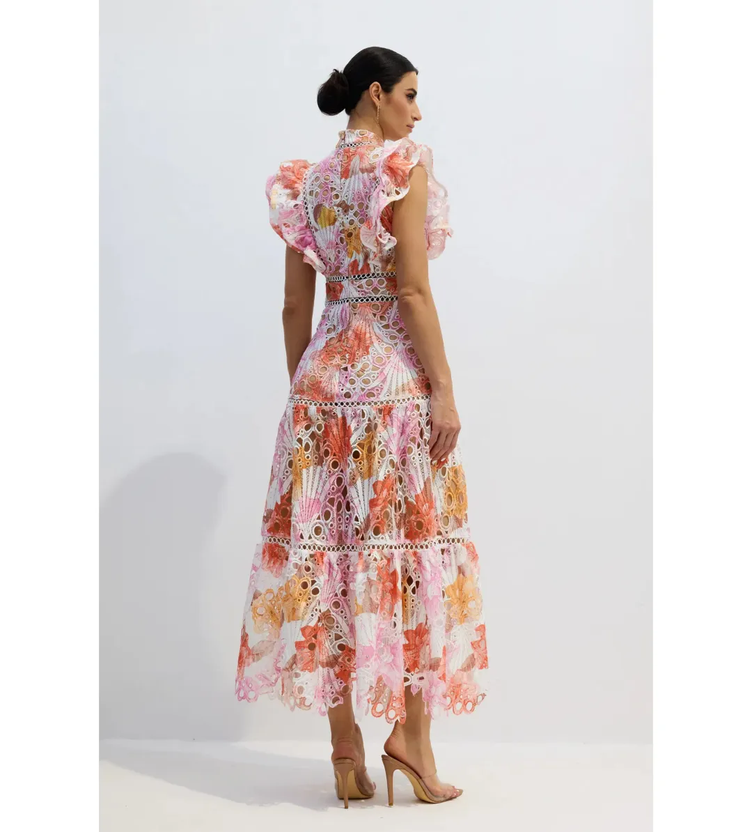 Sunfere Hilda Print Lace Embroidered Dress Multi Size L (AU12-14) for rent on The Volte - main image