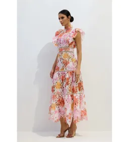 Sunfere Hilda Print Lace Embroidered Dress Multi Size L (AU12-14) for rent on The Volte - image 3