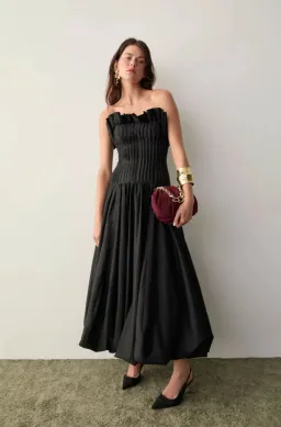 Aje Ivy Bubble Hem Gown Black Size 6 for rent on The Volte - image 1