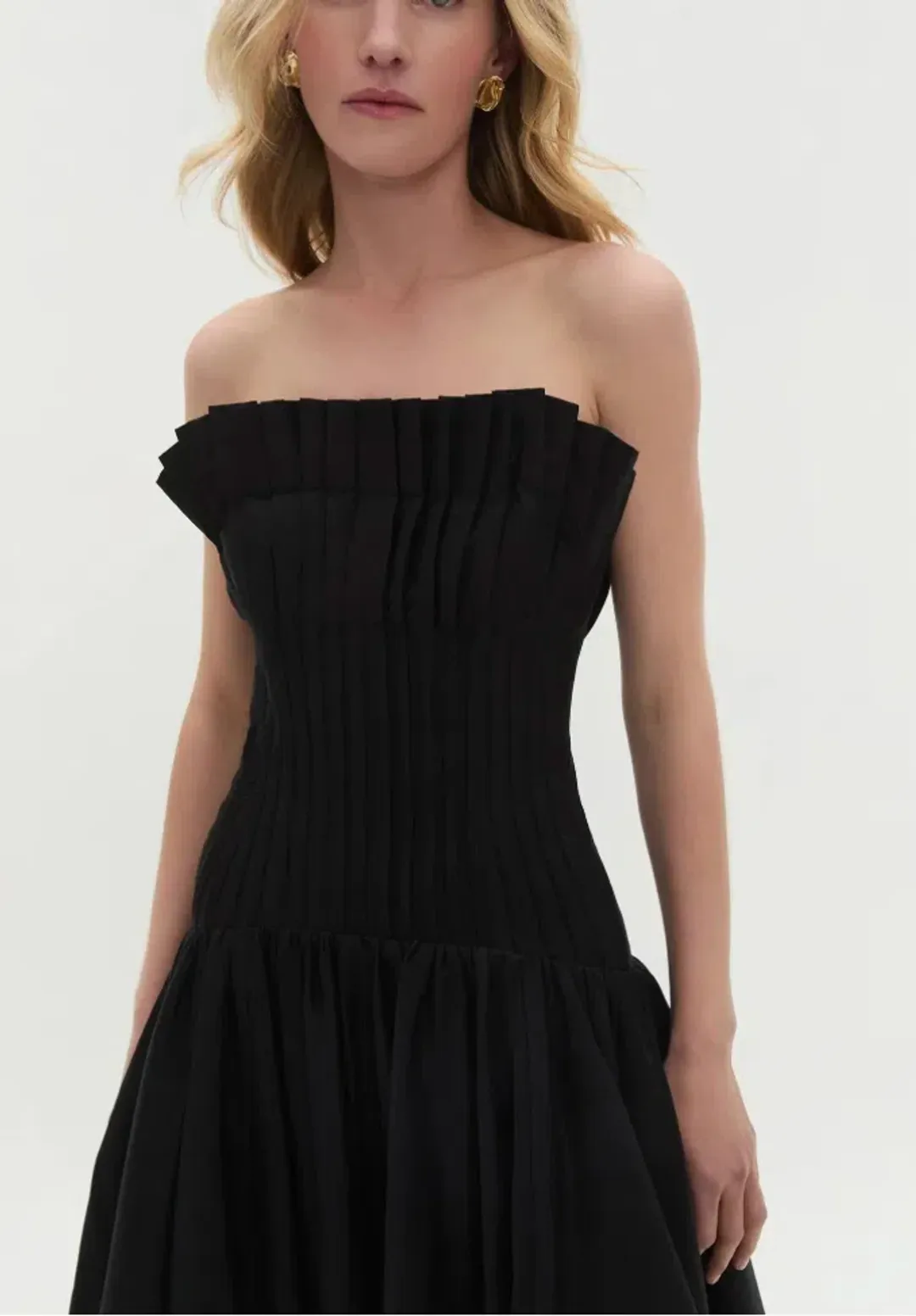 Aje Ivy Bubble Hem Gown Black Size 8  for rent on The Volte - main image