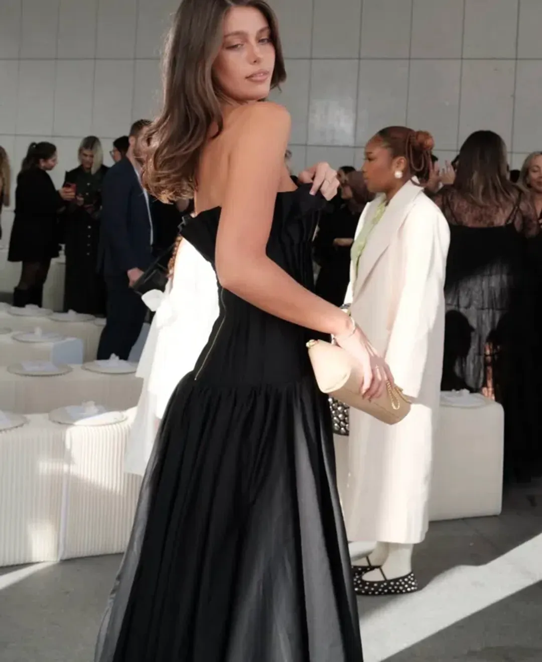 Aje Ivy Bubble Hem Gown Black Size 8  for rent on The Volte - main image