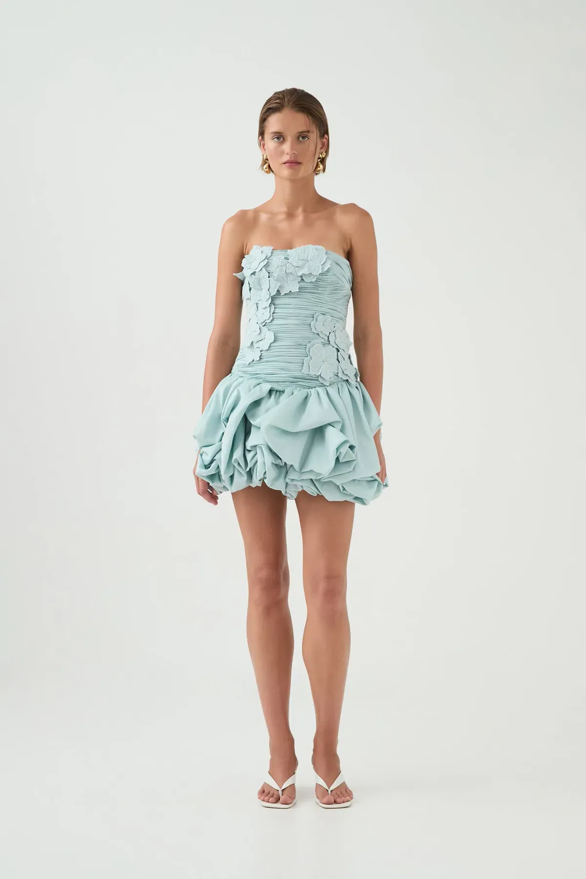 Aje Splendour Mini Dress Silver Blue Size 8 for rent on The Volte - main image