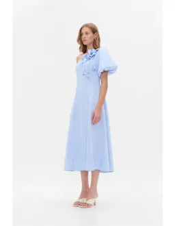 Aje Camille Midi Dress in Pale Blue Size AU 10 for rent on The Volte - image 4