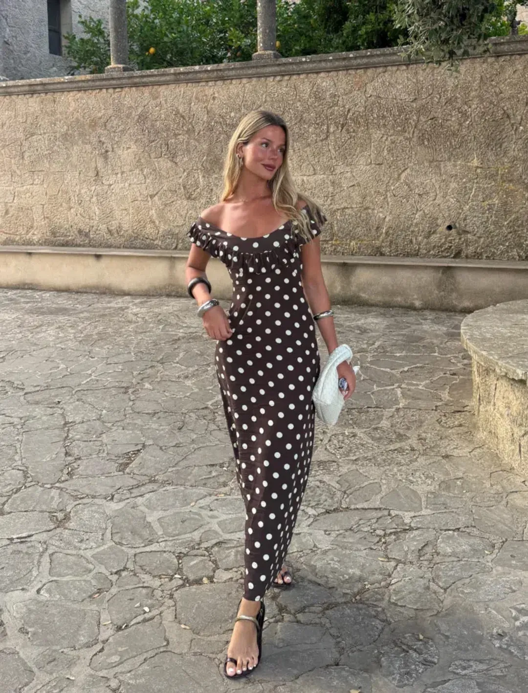 Design by Si Luna Dress Brown/White Print Size M/L for rent on The Volte - main image